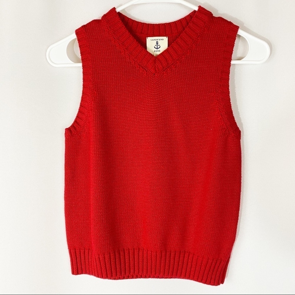Lands’End Kids Red Baumwolle Sweater Vest‎
